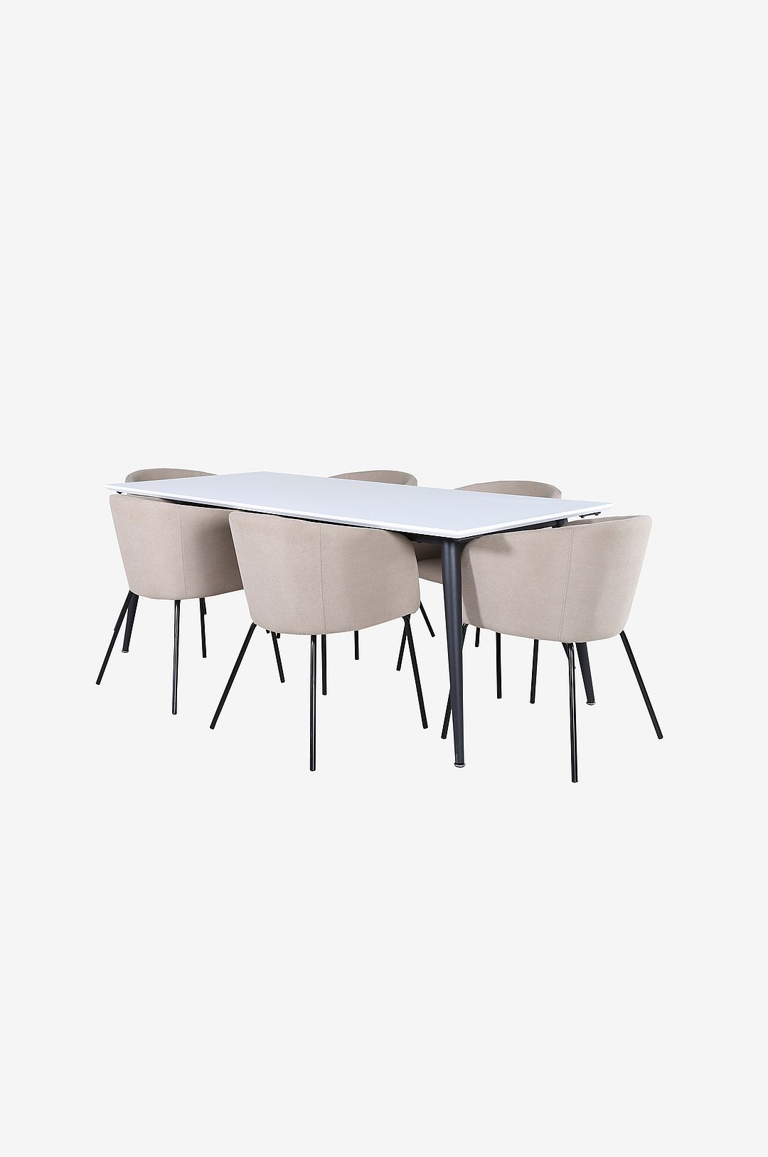 Venture Home – Matgrupp Jimmy med 6 st matstolar Berit – Vit – Matgrupp 6 personer – Från Homeroom