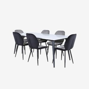 Venture Home – Matgrupp Jimmy med 6 st matstolar Emma – Vit – Matgrupp 6 personer – Från Homeroom