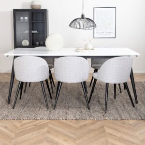 Venture Home – Matgrupp Jimmy med 6 st matstolar Velvet – Vit – Matgrupp 6 personer – Från Homeroom