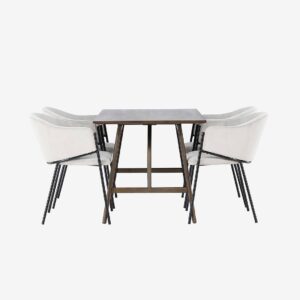 Venture Home – Matgrupp Kaseindon med 4st stolar Evelina – Brun – Matgrupp 4 personer – Från Homeroom