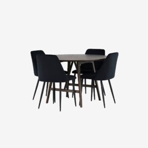 Venture Home – Matgrupp Kaseindon med 4st stolar Night – Brun – Matgrupp 4 personer – Från Homeroom