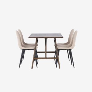 Venture Home – Matgrupp Kaseindon med 4st stolar Polar – Brun – Matgrupp 4 personer – Från Homeroom