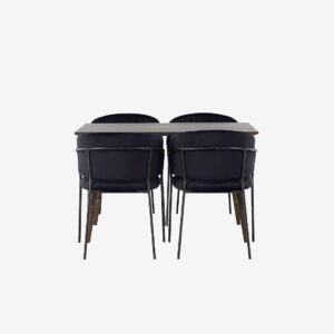 Venture Home – Matgrupp Kaseindon med 4st stolar Selma – Brun – Matgrupp 4 personer – Från Homeroom