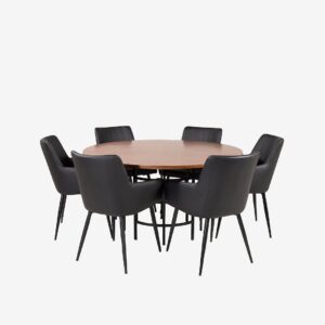 Venture Home – Matgrupp Köpenhamn med 6 stolar Komfort – Brun – Matgrupp 6 personer – Från Homeroom