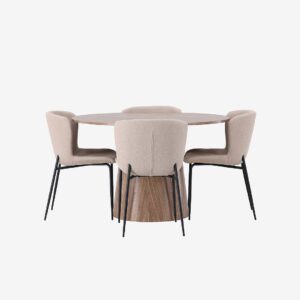 Venture Home – Matgrupp Lanzo med 4st stolar Modesto – Brun – Matgrupp 4 personer – Från Homeroom