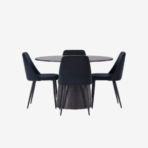 Venture Home – Matgrupp Lanzo med 4st stolar Night – Svart – Matgrupp 4 personer – Från Homeroom