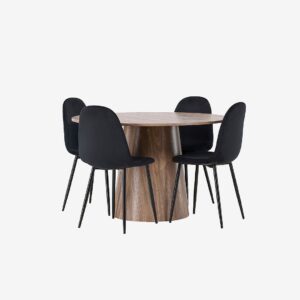 Venture Home – Matgrupp Lanzo med 4st stolar Polar – Brun – Matgrupp 4 personer – Från Homeroom