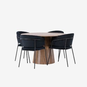 Venture Home – Matgrupp Lanzo med 4st stolar Selma – Brun – Matgrupp 4 personer – Från Homeroom