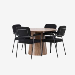 Venture Home – Matgrupp Lanzo med 4st stolar Yesterday – Brun – Matgrupp 4 personer – Från Homeroom