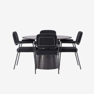 Venture Home – Matgrupp Lanzo med 4st stolar Yesterday – Svart – Matgrupp 4 personer – Från Homeroom