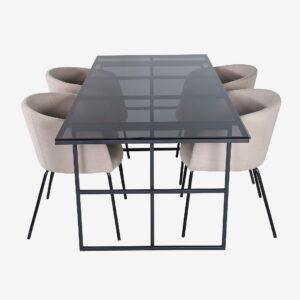 Venture Home – Matgrupp Leif med 4 st matstolar Berit – Svart – Matgrupp 4 personer – Från Homeroom