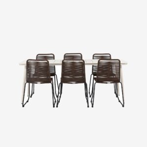 Venture Home – Matgrupp Lina med 6st matstolar Lindos – Beige – Matgrupper – Från Homeroom