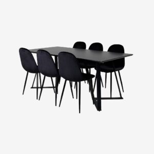 Venture Home – Matgrupp Maggie med 6 stycken Penally matstolar – Svart – Matgrupp 6 personer – Från Homeroom