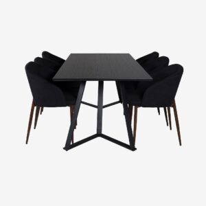 Venture Home – Matgrupp Maggie med 6st matstolar Avaskär – Svart – Matgrupp 6 personer – Från Homeroom