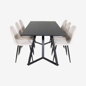 Venture Home – Matgrupp Maggie med 6st matstolar Penally – Svart – Matgrupp 6 personer – Från Homeroom