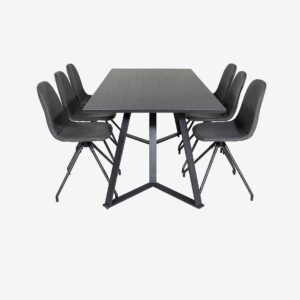 Venture Home – Matgrupp Maggie med 6st matstolar Penally – Svart – Matgrupp 6 personer – Från Homeroom