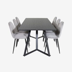 Venture Home – Matgrupp Maggie med 6st matstolar Penally – Svart – Matgrupp 6 personer – Från Homeroom