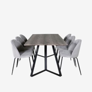 Venture Home – Matgrupp Maggie med 6st matstolar Vallby – Grå – Matgrupp 6 personer – Från Homeroom