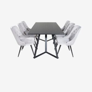 Venture Home – Matgrupp Maggie med 6st matstolar Valleta – Svart – Matgrupp 6 personer – Från Homeroom