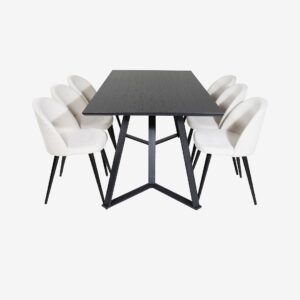 Venture Home – Matgrupp Maggie med 6st matstolar Valleta – Svart – Matgrupp 6 personer – Från Homeroom