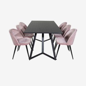 Venture Home – Matgrupp Maggie med 6st matstolar Valleta – Svart – Matgrupp 6 personer – Från Homeroom