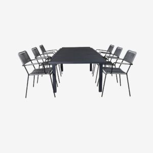 Venture Home – Matgrupp Marbella med 6st matstolar Lindos – Svart – Matgrupper – Från Homeroom