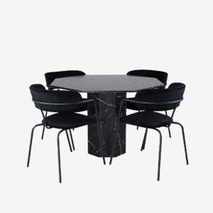 Venture Home – Matgrupp Marbs med 4 st matstolar Arrow – Svart – Matgrupp 4 personer – Från Homeroom