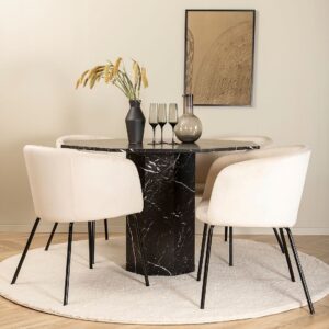 Venture Home – Matgrupp Marbs med 4 st matstolar Berit – Svart – Matgrupp 4 personer – Från Homeroom