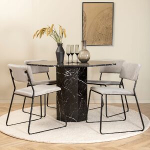 Venture Home – Matgrupp Marbs med 4 st matstolar Kenth – Svart – Matgrupp 4 personer – Från Homeroom