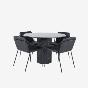 Venture Home – Matgrupp Marbs med 4 st matstolar Tvist – Svart – Matgrupp 4 personer – Från Homeroom