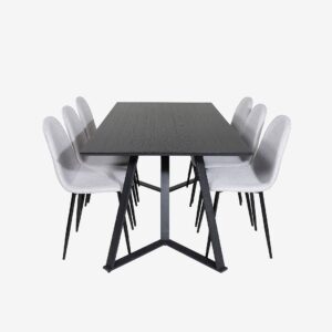 Venture Home – Matgrupp Marina med 6 st matstolar Polar – Svart – Matgrupp 6 personer – Från Homeroom