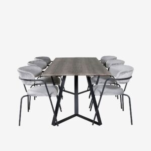 Venture Home – Matgrupp Marina med 6st matstolar Arrow – Grå – Matgrupp 6 personer – Från Homeroom