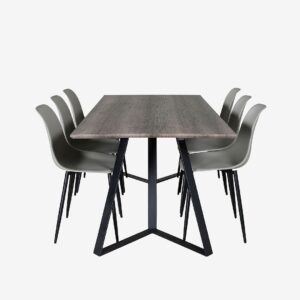 Venture Home – Matgrupp Marina med 6st matstolar Polar – Grå – Matgrupp 6 personer – Från Homeroom