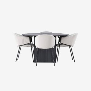 Venture Home – Matgrupp Matilda med 4st stolar Evelina – Svart – Matgrupp 4 personer – Från Homeroom