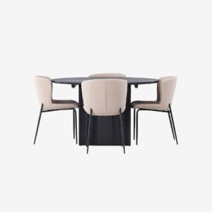 Venture Home – Matgrupp Matilda med 4st stolar Modesto – Beige – Matgrupp 4 personer – Från Homeroom