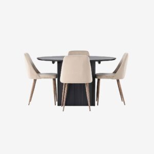 Venture Home – Matgrupp Matilda med 4st stolar Night – Svart – Matgrupp 4 personer – Från Homeroom