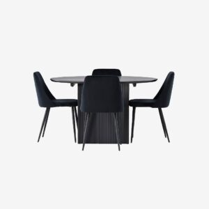 Venture Home – Matgrupp Matilda med 4st stolar Night – Svart – Matgrupp 4 personer – Från Homeroom