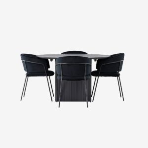 Venture Home – Matgrupp Matilda med 4st stolar Selma – Svart – Matgrupp 4 personer – Från Homeroom