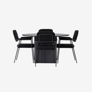 Venture Home – Matgrupp Matilda med 4st stolar Yesterday – Svart – Matgrupp 4 personer – Från Homeroom