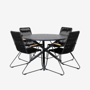 Venture Home – Matgrupp Nellie med 4 st matstolar Belinda – Svart – Matgrupper – Från Homeroom