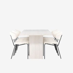 Venture Home – Matgrupp Olga med 6st stolar Chico – Vit – Matgrupp 6 personer – Från Homeroom