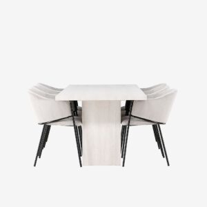 Venture Home – Matgrupp Olga med 6st stolar Evelina – Vit – Matgrupp 6 personer – Från Homeroom