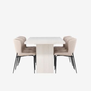 Venture Home – Matgrupp Olga med 6st stolar Modesto – Beige – Matgrupp 6 personer – Från Homeroom