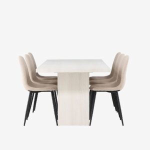 Venture Home – Matgrupp Olga med 6st stolar Polar – Beige – Matgrupp 6 personer – Från Homeroom