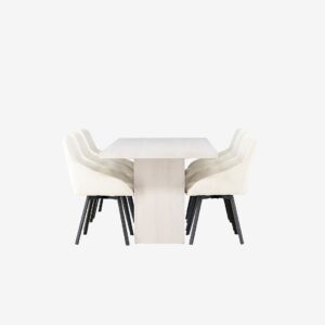 Venture Home – Matgrupp Olga med 6st stolar Rosie – Vit – Matgrupp 6 personer – Från Homeroom