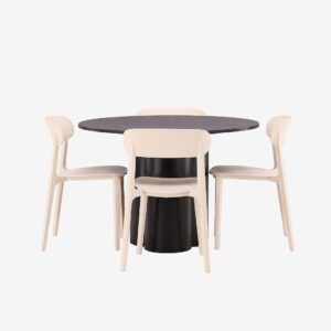 Venture Home – Matgrupp Olivia med 4st matstolar Åstol – Svart – Matgrupp 4 personer – Från Homeroom