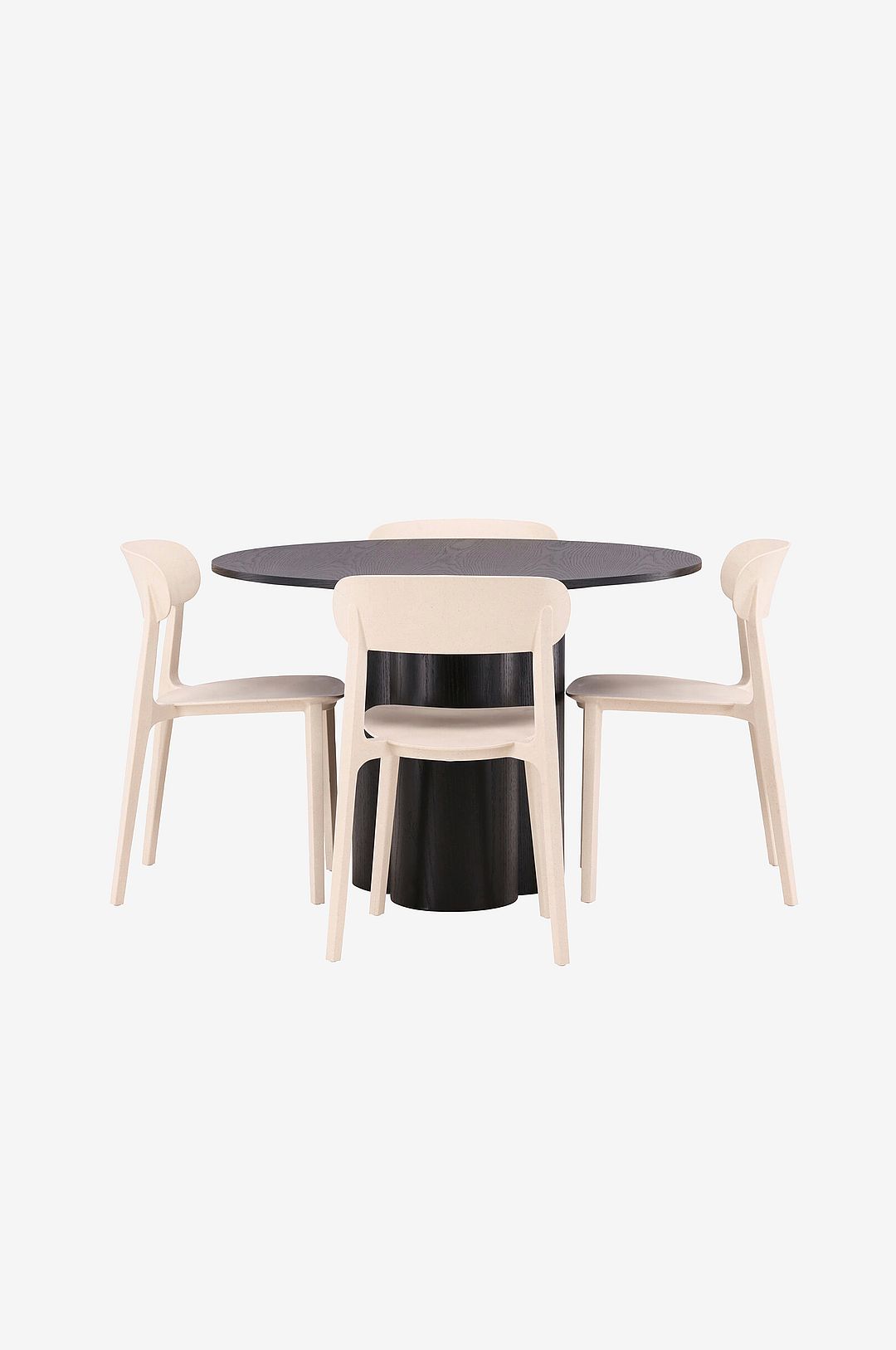 Venture Home – Matgrupp Olivia med 4st matstolar Åstol – Svart – Matgrupp 4 personer – Från Homeroom