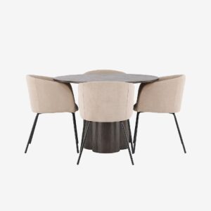 Venture Home – Matgrupp Olivia med 4st matstolar Berit – Brun – Matgrupp 4 personer – Från Homeroom