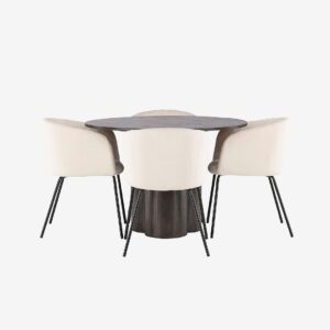 Venture Home – Matgrupp Olivia med 4st matstolar Berit – Brun – Matgrupp 4 personer – Från Homeroom