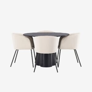 Venture Home – Matgrupp Olivia med 4st matstolar Berit – Svart – Matgrupp 4 personer – Från Homeroom